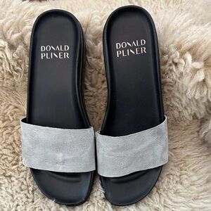 Donald J. Pliner Metallic Silver Slides